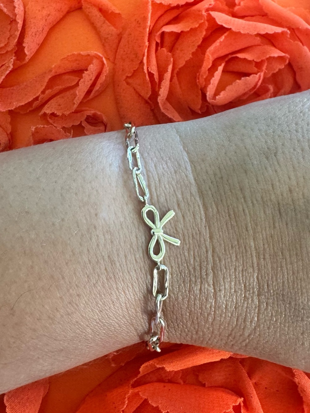 Delicate 10k Gold Bow Paperclip Bracelet - Women Jewelry